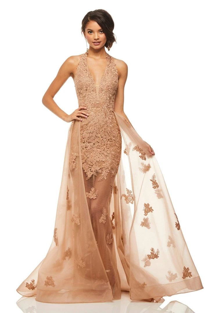 Sherri Hill - 52819 Plunging V- Neckline Lace Appliqued Dress 3 Sherri Hill - 52819 Plunging V- Neckline Lace Appliqued Dress