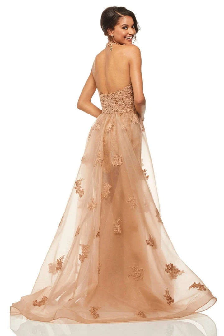 Sherri Hill - 52819 Plunging V- Neckline Lace Appliqued Dress 4 Sherri Hill - 52819 Plunging V- Neckline Lace Appliqued Dress