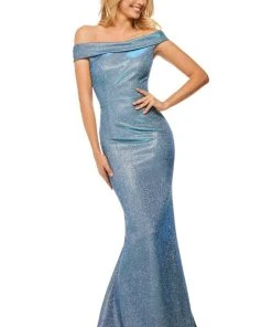 Sherri Hill - 52825 Off The Shoulder Fitted Glitter Evening Dress 12 Sherri Hill - 52825 Off The Shoulder Fitted Glitter Evening Dress