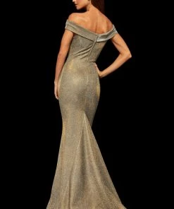 Sherri Hill - 52825 Off The Shoulder Fitted Glitter Evening Dress 15 Sherri Hill - 52825 Off The Shoulder Fitted Glitter Evening Dress