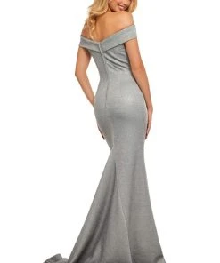 Sherri Hill - 52825 Off The Shoulder Fitted Glitter Evening Dress 16 Sherri Hill - 52825 Off The Shoulder Fitted Glitter Evening Dress