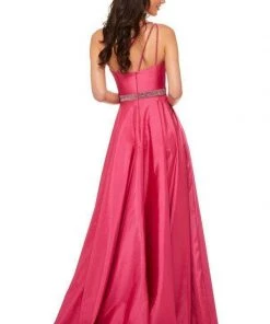 Sherri Hill - 52838 Ruched Bodice Asymmetrical High Slit Gown 9 Sherri Hill - 52838 Ruched Bodice Asymmetrical High Slit Gown