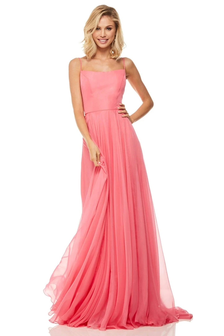 Sherri Hill - 52839 Taffeta Lace-up Back Long Chiffon Dress 6 Sherri Hill - 52839 Taffeta Lace-up Back Long Chiffon Dress