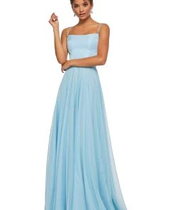 Sherri Hill - 52839 Taffeta Lace-up Back Long Chiffon Dress 21 Sherri Hill - 52839 Taffeta Lace-up Back Long Chiffon Dress