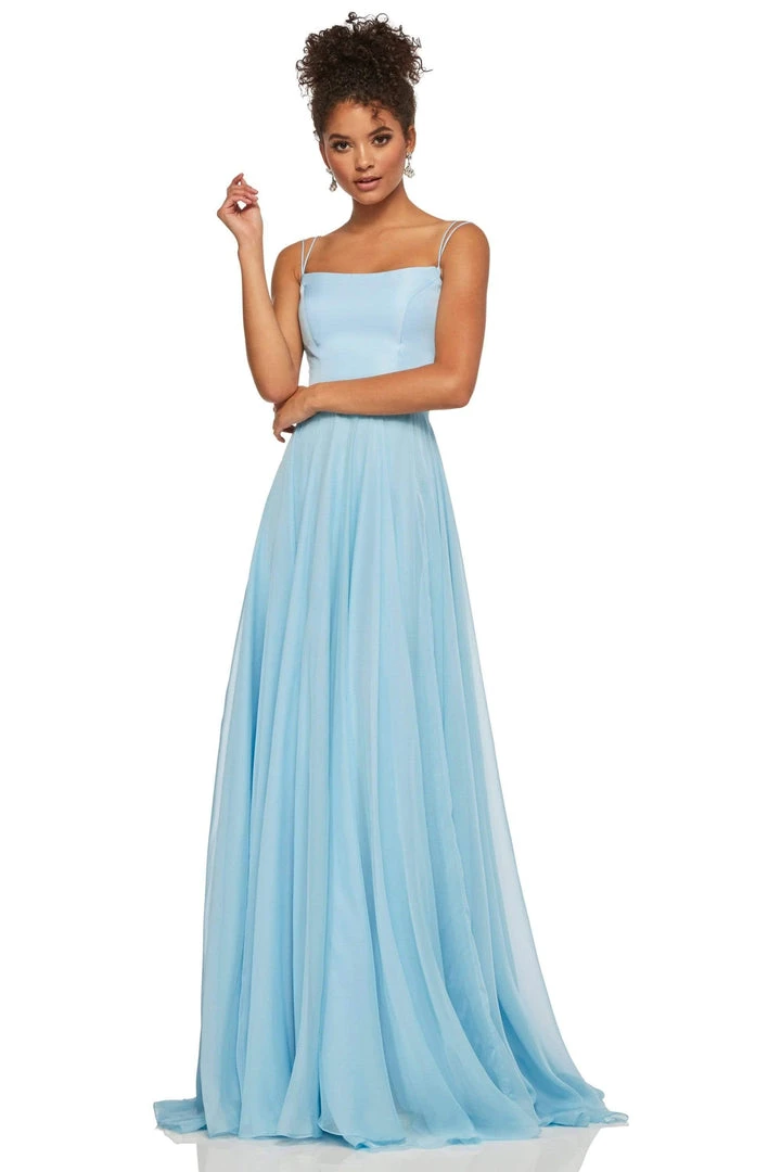 Sherri Hill - 52839 Taffeta Lace-up Back Long Chiffon Dress 8 Sherri Hill - 52839 Taffeta Lace-up Back Long Chiffon Dress