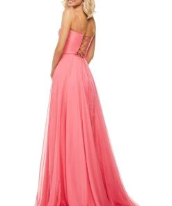 Sherri Hill - 52839 Taffeta Lace-up Back Long Chiffon Dress 20 Sherri Hill - 52839 Taffeta Lace-up Back Long Chiffon Dress
