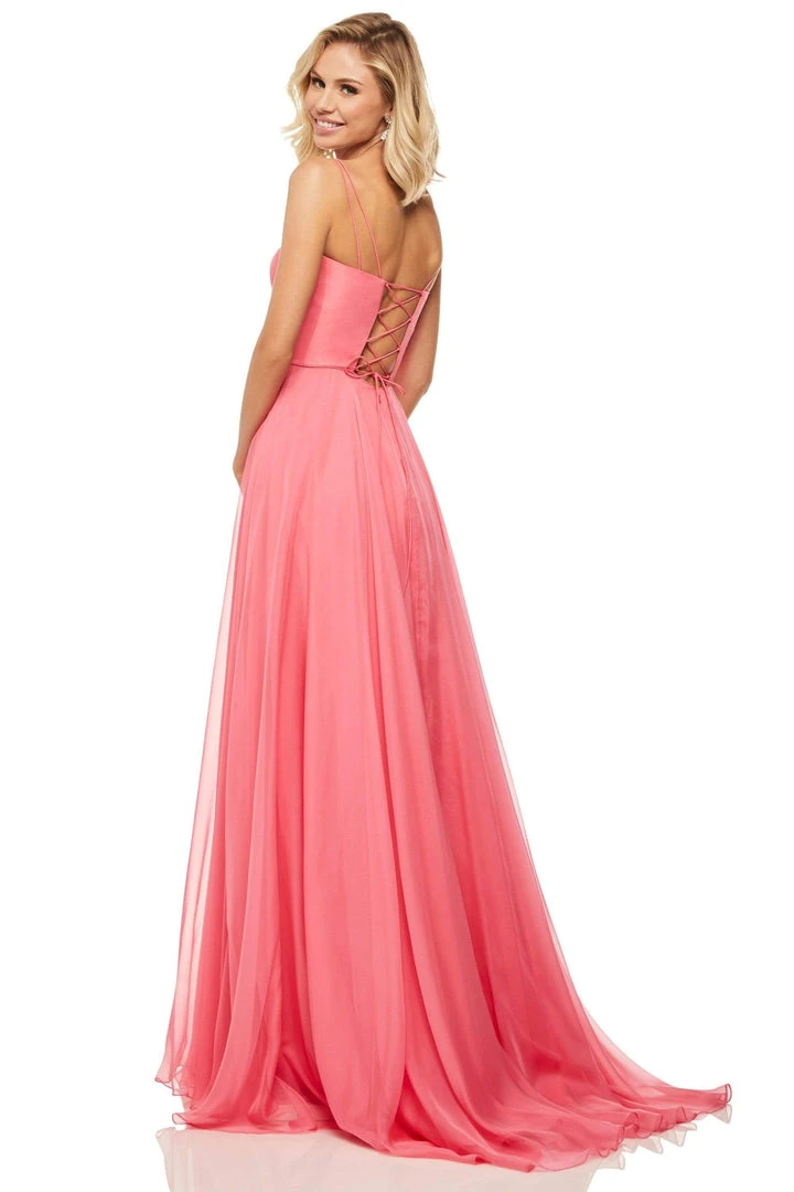 Sherri Hill - 52839 Taffeta Lace-up Back Long Chiffon Dress 7 Sherri Hill - 52839 Taffeta Lace-up Back Long Chiffon Dress