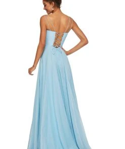 Sherri Hill - 52839 Taffeta Lace-up Back Long Chiffon Dress 22 Sherri Hill - 52839 Taffeta Lace-up Back Long Chiffon Dress