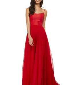 Sherri Hill - 52839 Taffeta Lace-up Back Long Chiffon Dress 27 Sherri Hill - 52839 Taffeta Lace-up Back Long Chiffon Dress