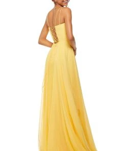Sherri Hill - 52839 Taffeta Lace-up Back Long Chiffon Dress 26 Sherri Hill - 52839 Taffeta Lace-up Back Long Chiffon Dress