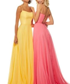 Sherri Hill - 52839 Taffeta Lace-up Back Long Chiffon Dress 29 Sherri Hill - 52839 Taffeta Lace-up Back Long Chiffon Dress