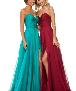 Sherri Hill - 52840 Strapless Sweetheart Pleated Chiffon Gown