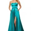 Sherri Hill - 52841 Strapless High Slit Charmeuse A Line Dress 2 Sherri Hill - 52841 Strapless High Slit Charmeuse A Line Dress