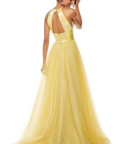 Sherri Hill - 52859 Halter Long Yellow Dress