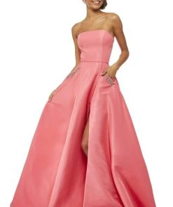 Sherri Hill - 52871 Long Strapless High Slit A Line Dress 9 Sherri Hill - 52871 Long Strapless High Slit A Line Dress