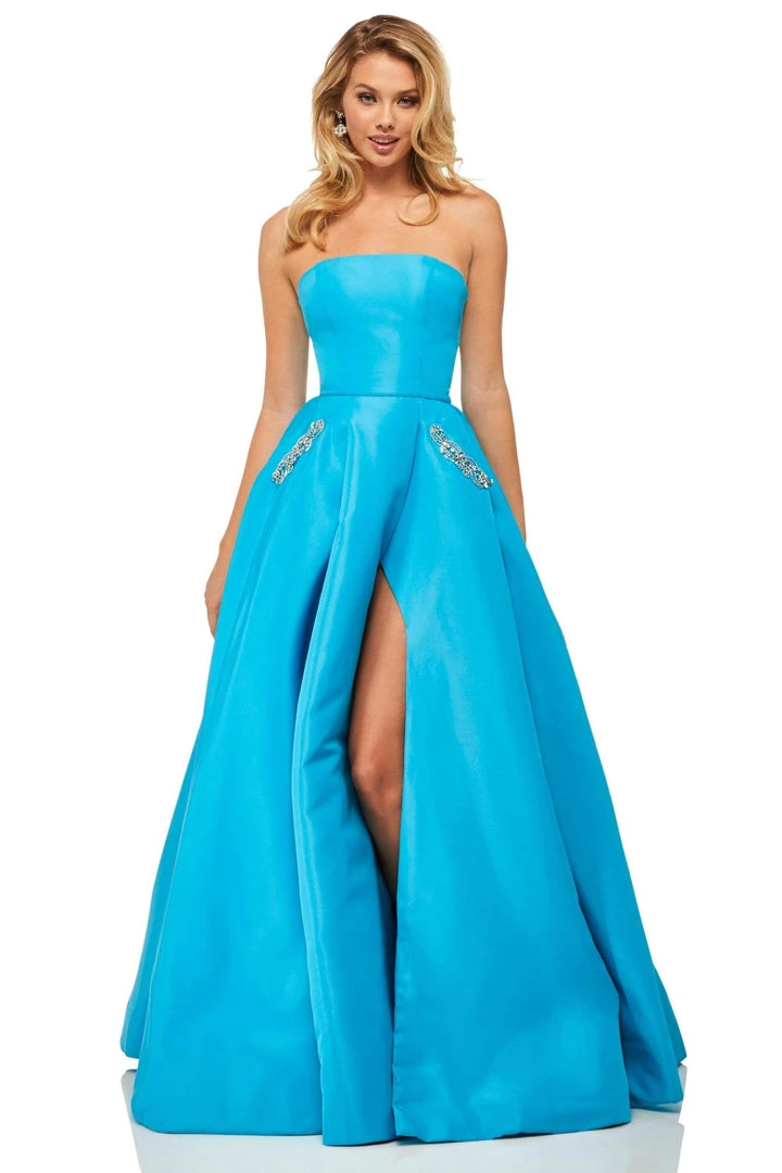 Sherri Hill - 52871 Long Strapless High Slit A Line Dress 3 Sherri Hill - 52871 Long Strapless High Slit A Line Dress