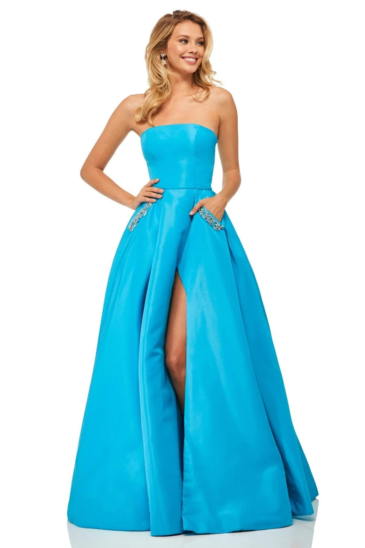 Sherri Hill - 52871 Long Strapless High Slit A Line Dress 5 Sherri Hill - 52871 Long Strapless High Slit A Line Dress