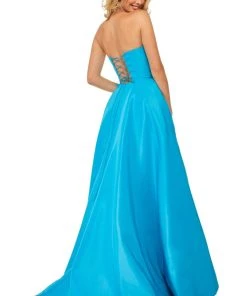 Sherri Hill - 52871 Long Strapless High Slit A Line Dress 7 Sherri Hill - 52871 Long Strapless High Slit A Line Dress
