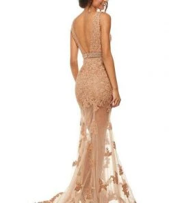 Sherri Hill - 52875 Plunging V-Neck Lace Long Dress