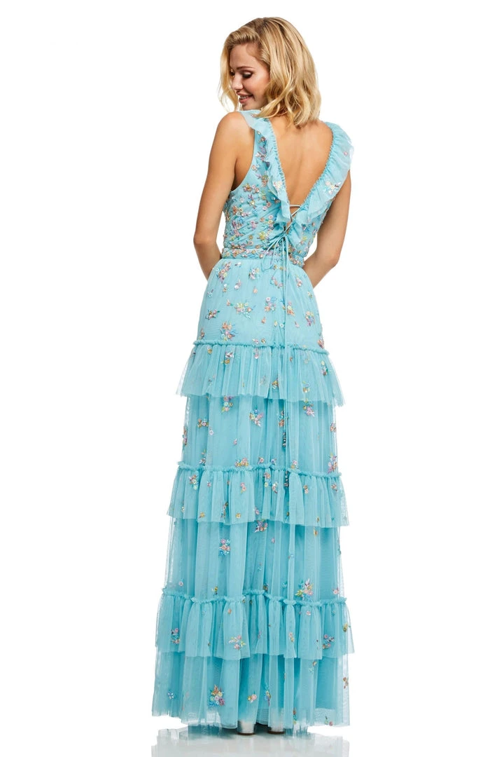 Sherri Hill - 52884 Embroidered Deep V-neck Layered Ruffled Dress 7 Sherri Hill - 52884 Embroidered Deep V-neck Layered Ruffled Dress