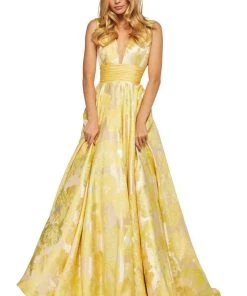 Sherri Hill - 52899 Deep V-Neckline A-line Long Dress
