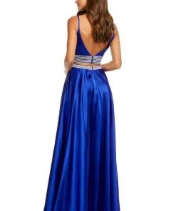 Sherri Hill - 52907 Two Piece Satin Deep V-neck A-line Dress