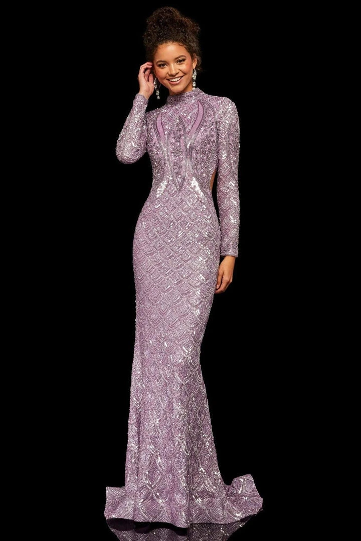 Sherri Hill - 52916 Beaded Long Sleeve Sexy Open Back Dress 9 Sherri Hill - 52916 Beaded Long Sleeve Sexy Open Back Dress