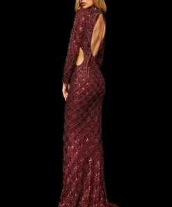 Sherri Hill - 52916 Beaded Long Sleeve Sexy Open Back Dress 18 Sherri Hill - 52916 Beaded Long Sleeve Sexy Open Back Dress