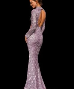Sherri Hill - 52916 Beaded Long Sleeve Sexy Open Back Dress 20 Sherri Hill - 52916 Beaded Long Sleeve Sexy Open Back Dress