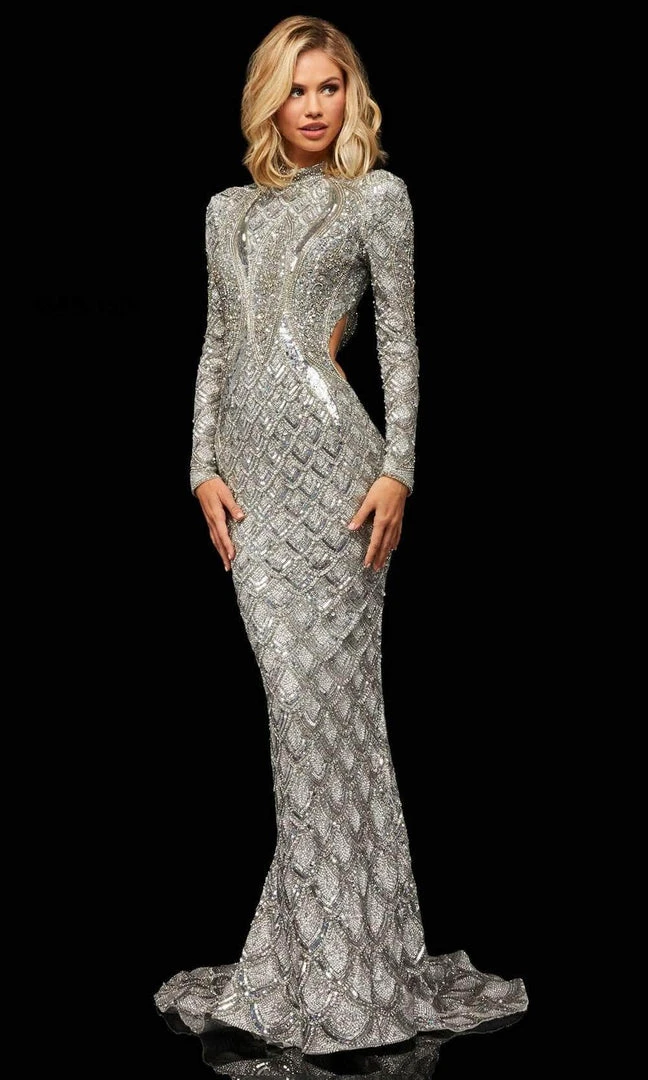 Sherri Hill - 52916 Beaded Long Sleeve Sexy Open Back Dress 15 Sherri Hill - 52916 Beaded Long Sleeve Sexy Open Back Dress