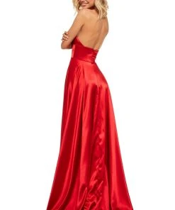 Sherri Hill - 52920 Beaded High Halter Neckline Satin Dress