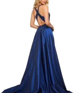 Sherri Hill - 52923 Deep V-neck Metallic A-line Dress