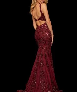 Sherri Hill - 52925 Long Beaded Lace Mermaid Dress 12 Sherri Hill - 52925 Long Beaded Lace Mermaid Dress