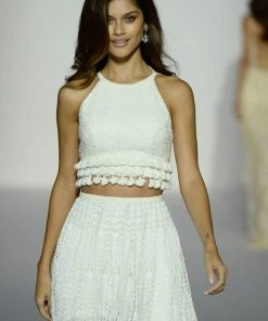 Sherri Hill - 52928 Crochet Long Ivory Dress