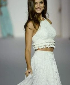 Sherri Hill - 52928 Crochet Long Ivory Dress