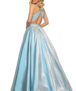 Sherri Hill - 52957 Halter Long Pleated A Line Dress 18 Sherri Hill - 52957 Halter Long Pleated A Line Dress