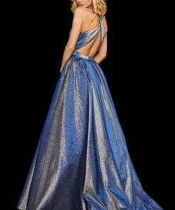 Sherri Hill - 52957 Halter Long Pleated A Line Dress 16 Sherri Hill - 52957 Halter Long Pleated A Line Dress