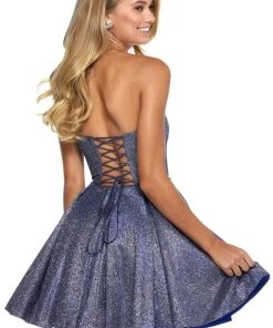Sherri Hill - 52971 Short Strapless Glitter Knit A Line Dress