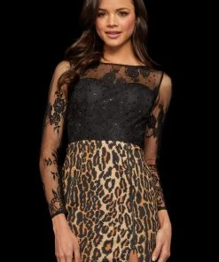 Sherri Hill - 52980 Sheer Sleeves Short Dress