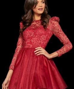 Sherri Hill - 52981 Beaded Lace Tulle Short A-line Dress