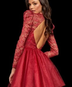 Sherri Hill - 52981 Beaded Lace Tulle Short A-line Dress