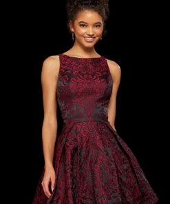 Sherri Hill - 52982 Bateau Brocade Short Dress 9 Sherri Hill - 52982 Bateau Brocade Short Dress