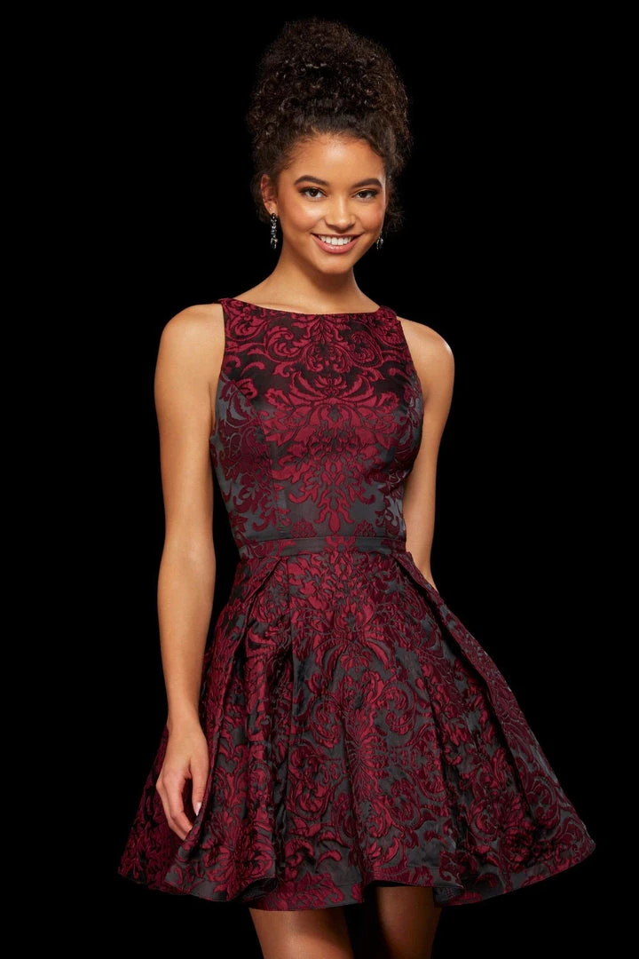 Sherri Hill - 52982 Bateau Brocade Short Dress 5 Sherri Hill - 52982 Bateau Brocade Short Dress