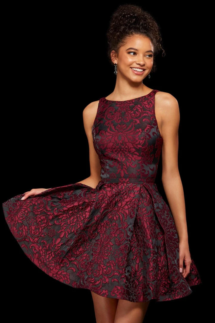 Sherri Hill - 52982 Bateau Brocade Short Dress 7 Sherri Hill - 52982 Bateau Brocade Short Dress