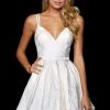 Sherri Hill - 52983 Plunging V-neck Brocade Short A-line Dress