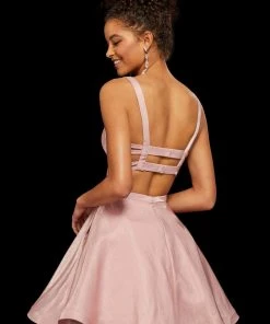 Sherri Hill - 52986 Short Scoop Neck Satin A-line Dress