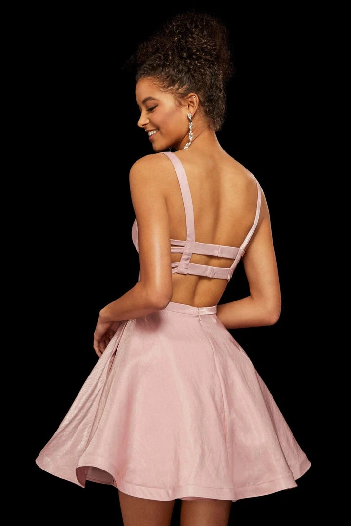 Sherri Hill - 52986 Short Scoop Neck Satin A-line Dress 4 Sherri Hill - 52986 Short Scoop Neck Satin A-line Dress