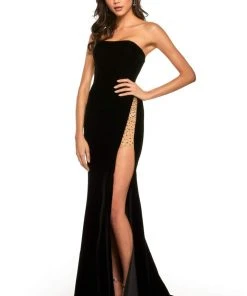 Sherri Hill - 52988 Strapless Beaded Velvet Sheath Dress