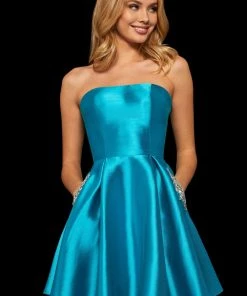 Sherri Hill - 52989 Strapless Crystal Beaded Taffeta Short Dress 14 Sherri Hill - 52989 Strapless Crystal Beaded Taffeta Short Dress