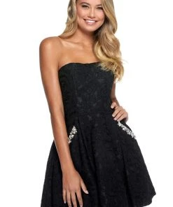 Sherri Hill - 53002 Beaded Lace Strapless Short A-line Dress